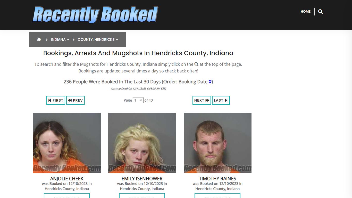 Bookings, Arrests and Mugshots in Hendricks County, Indiana