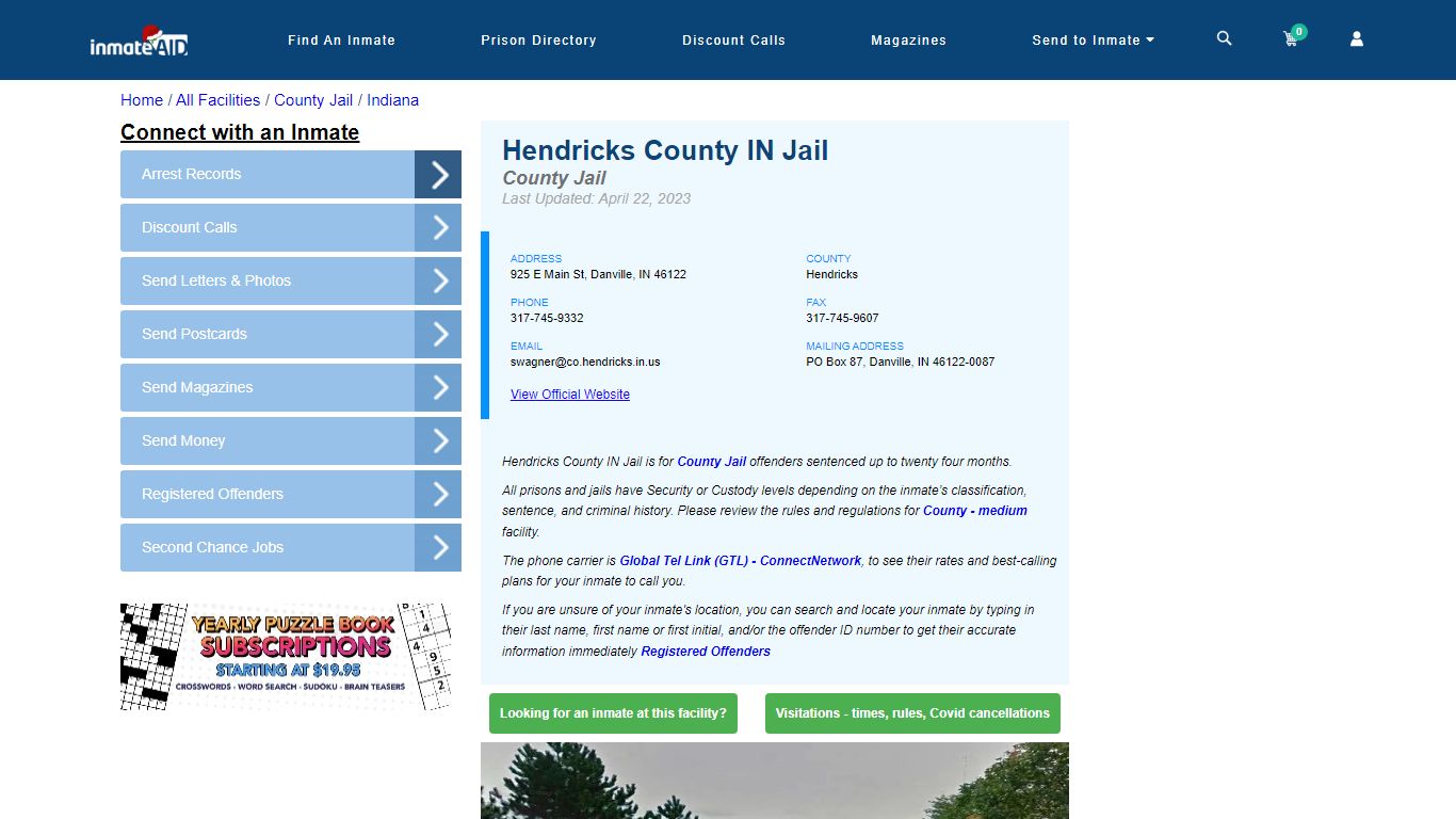 Hendricks County IN Jail - Inmate Locator - Danville, IN